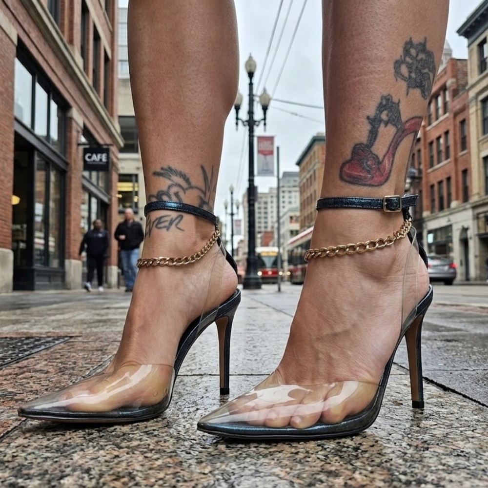 Mix No. 6 Clear Pointed-Toe Heeled Sandals - Size 6.5